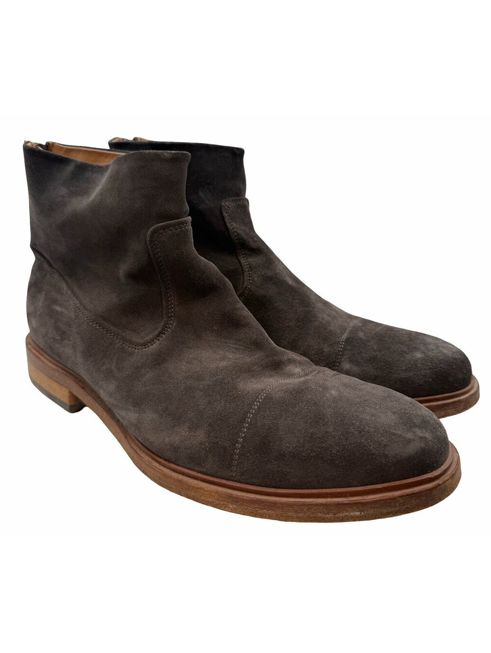 Vince Suede Rear-Zip Ankle Boots Dark Brown Size US 10 | EU 44